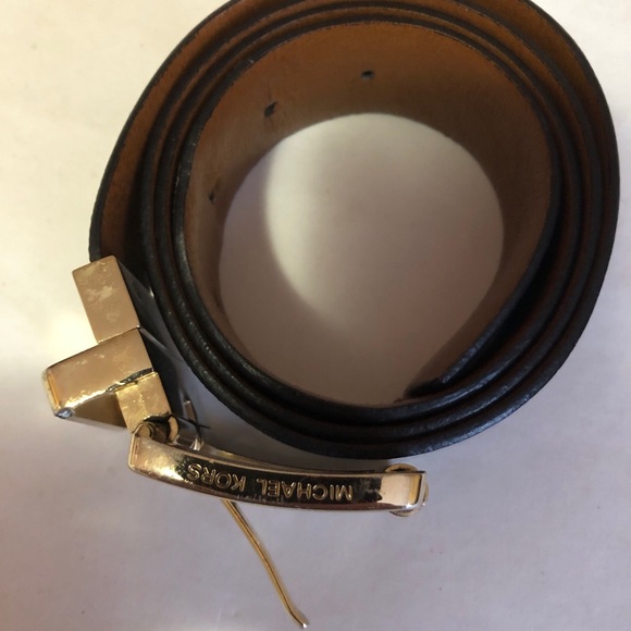 Michael Kors Signature Monogram Logo Belt Women’s Square Buckle Brown Authentic - Picture 4 of 12